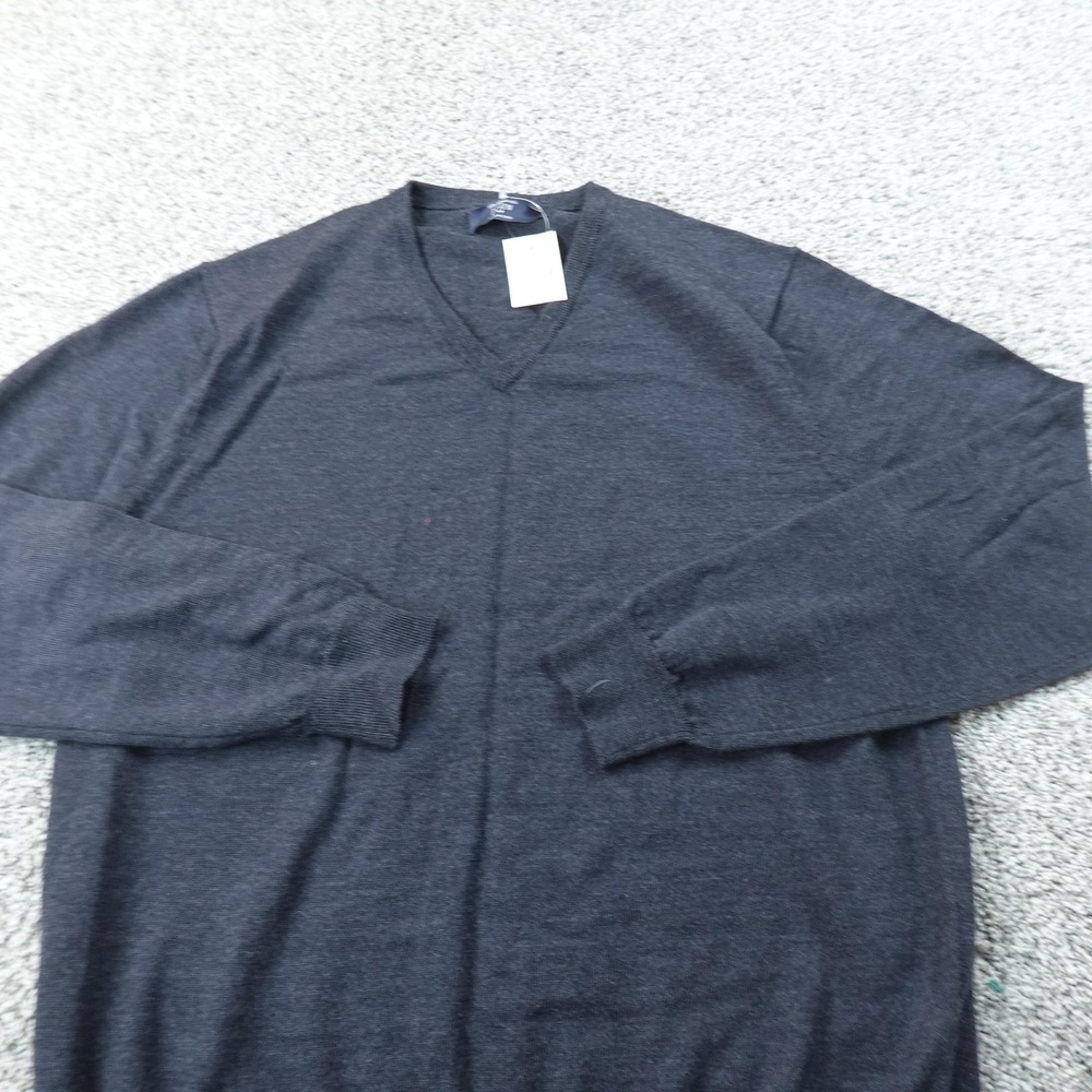 NEW J Crew Sweater Mens L Blue Merino Wool V Neck Knit Pullover Lightweight Soft